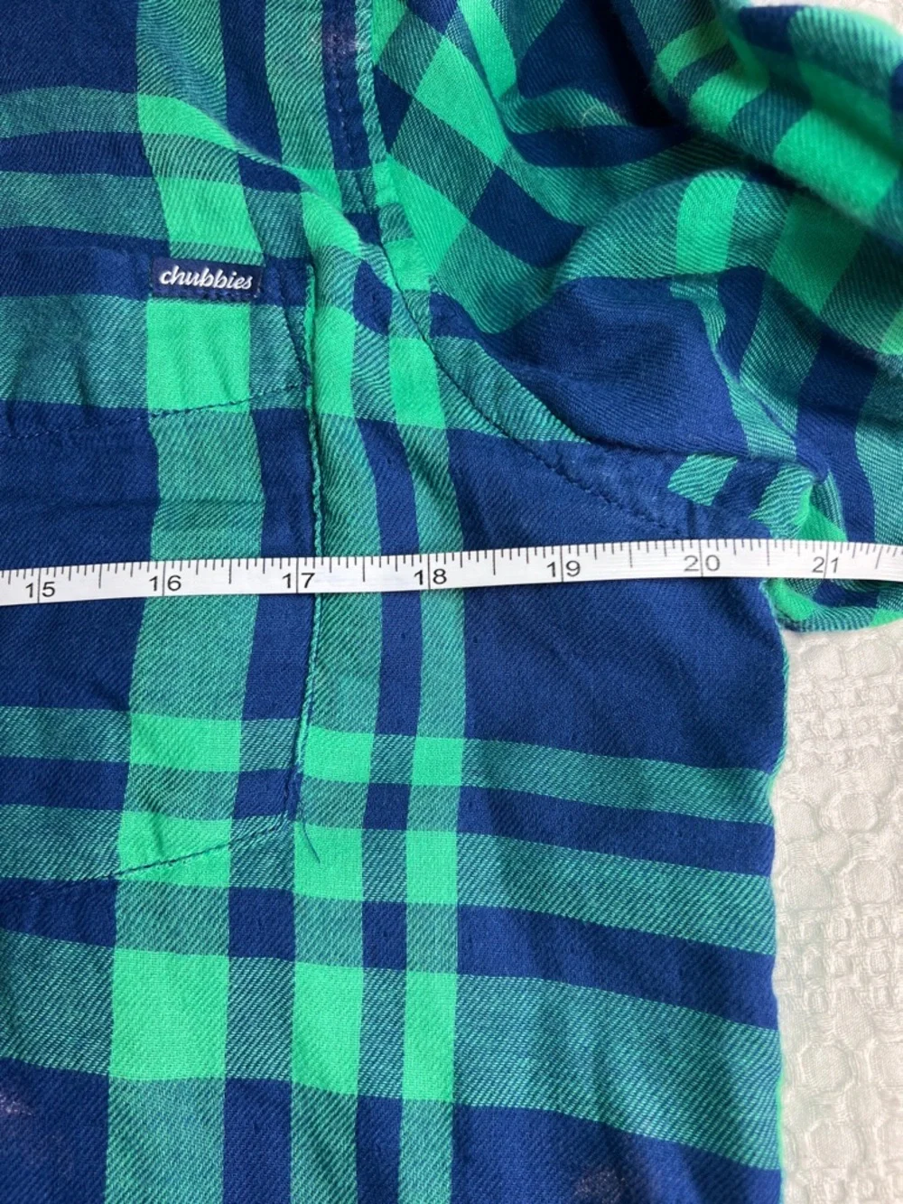 chubbies Green & Blue Plaid Button-Down Shirt size L - Picture 3 of 8